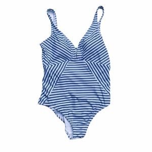 TIME & TRUE One piece swim suit blue white NWOT